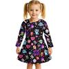 Kids Girls Casual Daily Dress Cute Cartoon Print Long Sleeves Dance Wear Princess Dress  2-12 Years