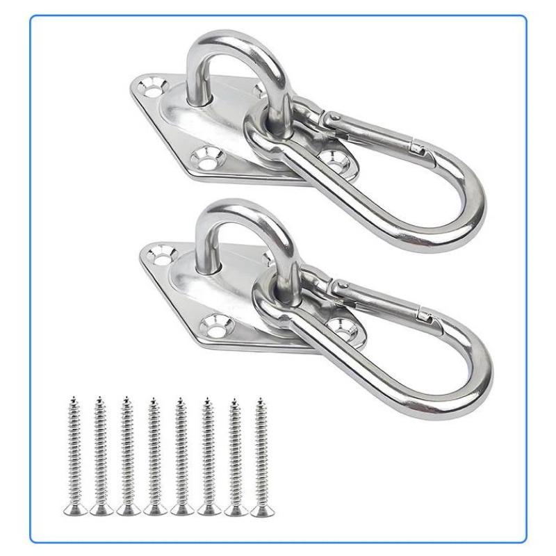 2 Set Stainless Square Heavy Duty Ceiling Wall Mounted Hook For Yoga Swings Hammocks Hardware