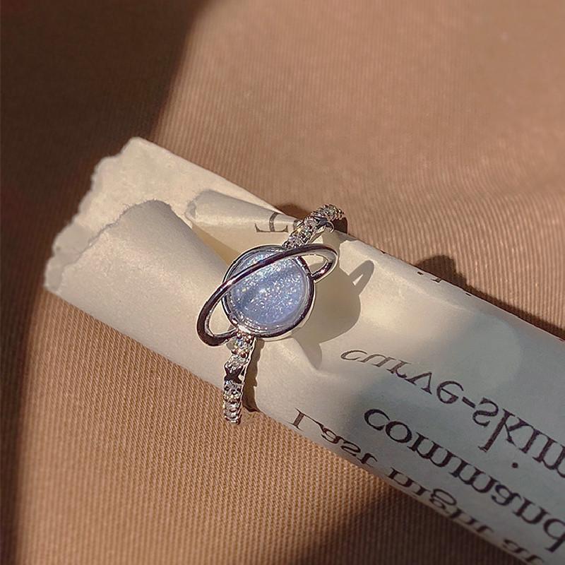 

Blue Crystal Planet Rings Aestethic Creative Zircon Asteroid Open Ring Y2K Shiny Zircon Rings for Women Teens Party Jewelry