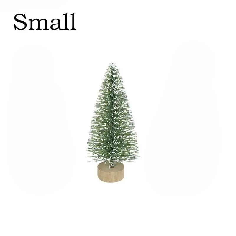 

Міні Різдвяні Ялинки Штучна Сосна Настільний Декор Сніжна Верхівка Темно-Зелений Сріблястий Білий Дерев яна Основа Прикраса для Різдвяної Вечірки Декорація 7cm