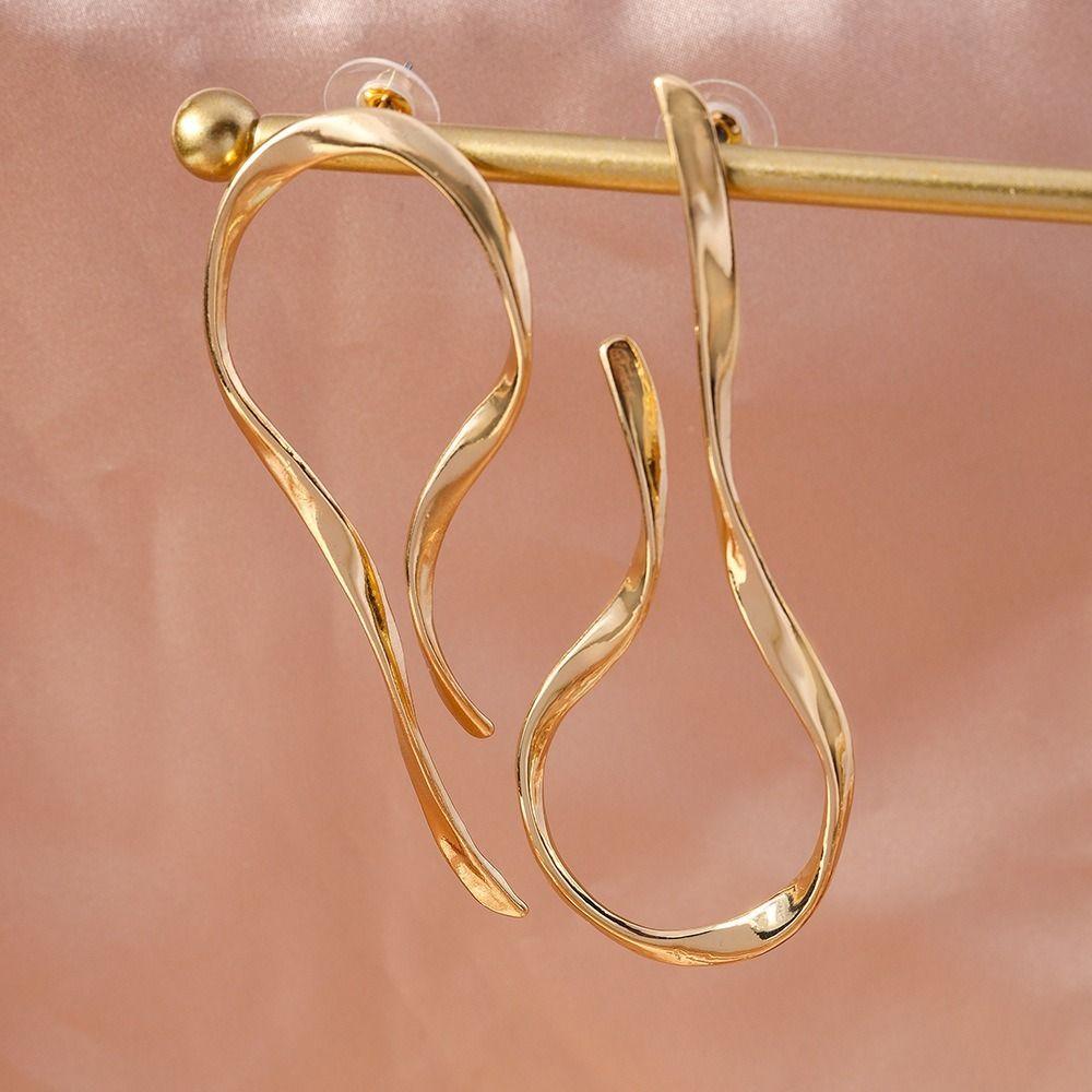 Alloy Dangle Earrings Gold Silver Color Metal Earrings Charm Asymmetric Line Earrings  For Women