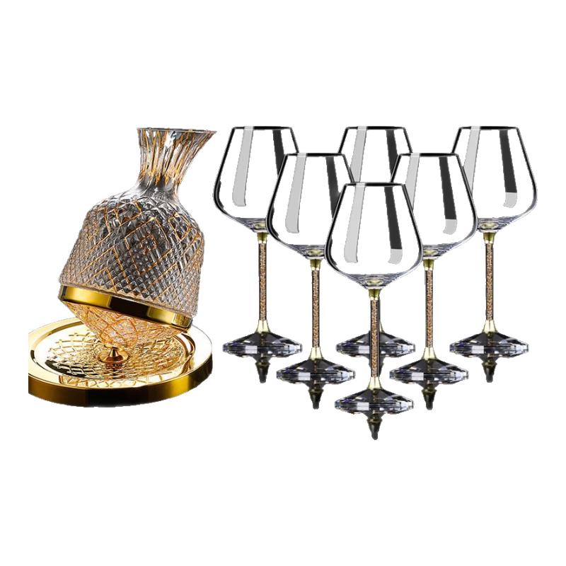 Роскошный хрустальный вращающийся декантер для вина и набор бокалов