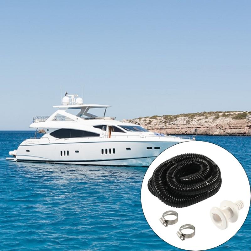 Complete Marine Bilge Pump Mounting Set Includes 3/4 Inch Drain Port 19mm Hose Clamps And Flexible Tubing For Marine Use
