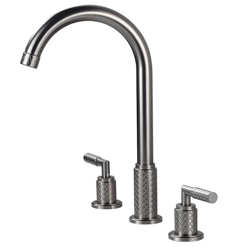 Baterii Chiuvetă Gri Alamă Antic Baterie Baie Aur Periat Baterii Chiuvetă 3 Orificii Cald și Rece Baterie Cascadă Neagră Robinet Apă