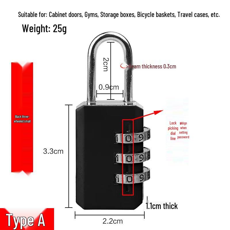 Aodele 3-Digit Combination Padlock