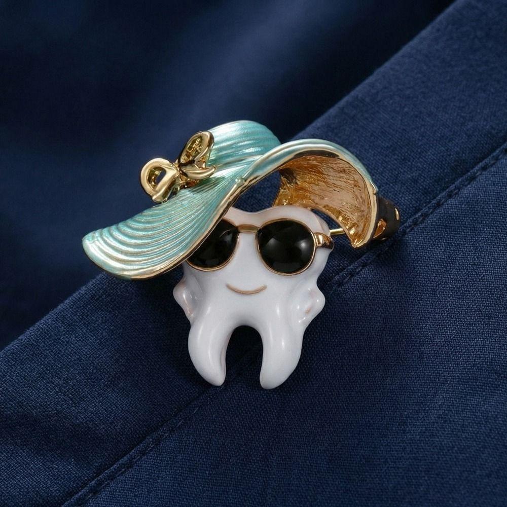 Cartoon Cool Tooth Brooch Zinc Zinc Zinc Alloy Hat Teeth Brooch Fashion Clothing Corsage Banquet Party