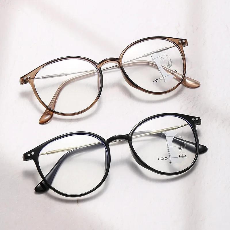 Kvinne Runde Nær Langt Multifokale briller Ultralette lesebriller Dioptrier for menn Kvinner Unisex mote New Presbyopia Eyewear