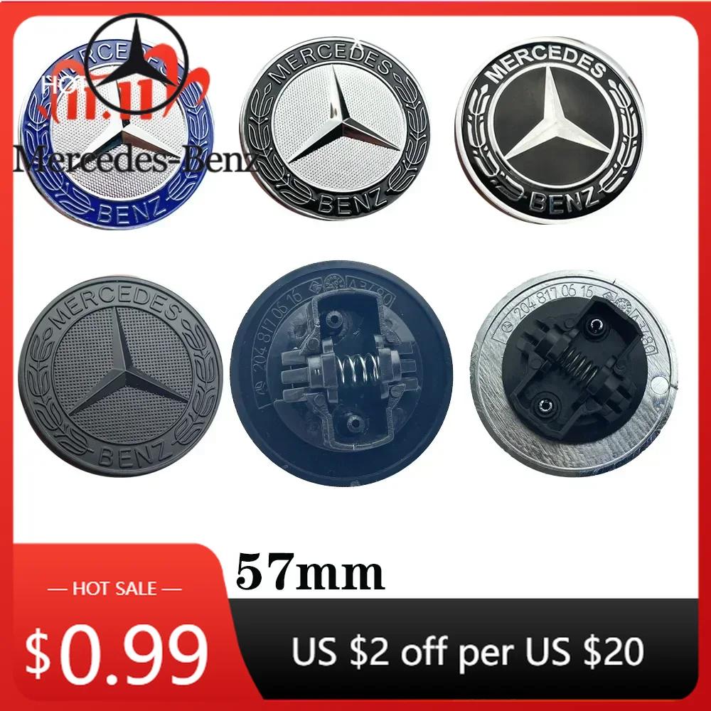 Autó matrica Benz AMG 57mm Első motorháztető embléma Matt fekete Lapos babérkoszorú jelvény Mercedes Benz AMG W205 W213-hoz A0008171701