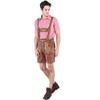 Adult Men's Beer Festival Costume Pink Checked Shirt Suspender Suit Stage Performance Costume