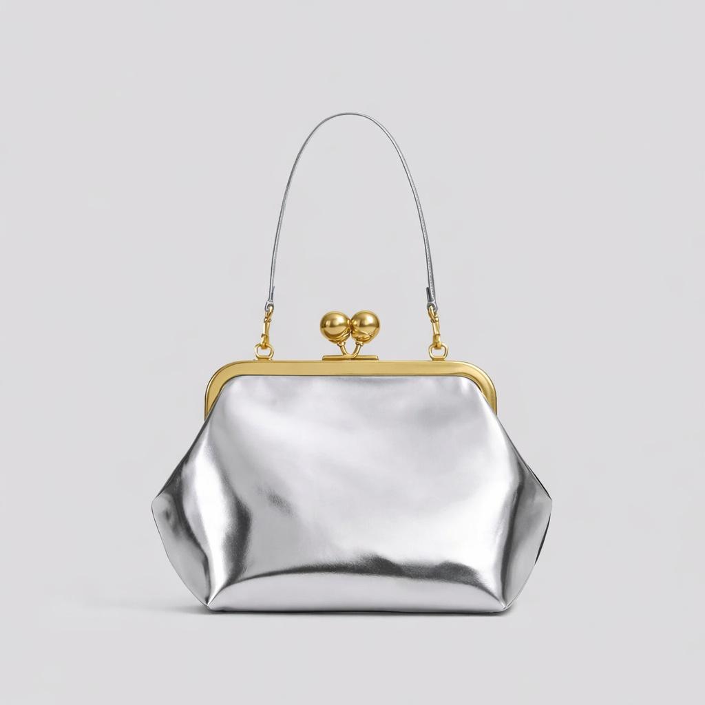 Vintage small kiss lock clip clutch