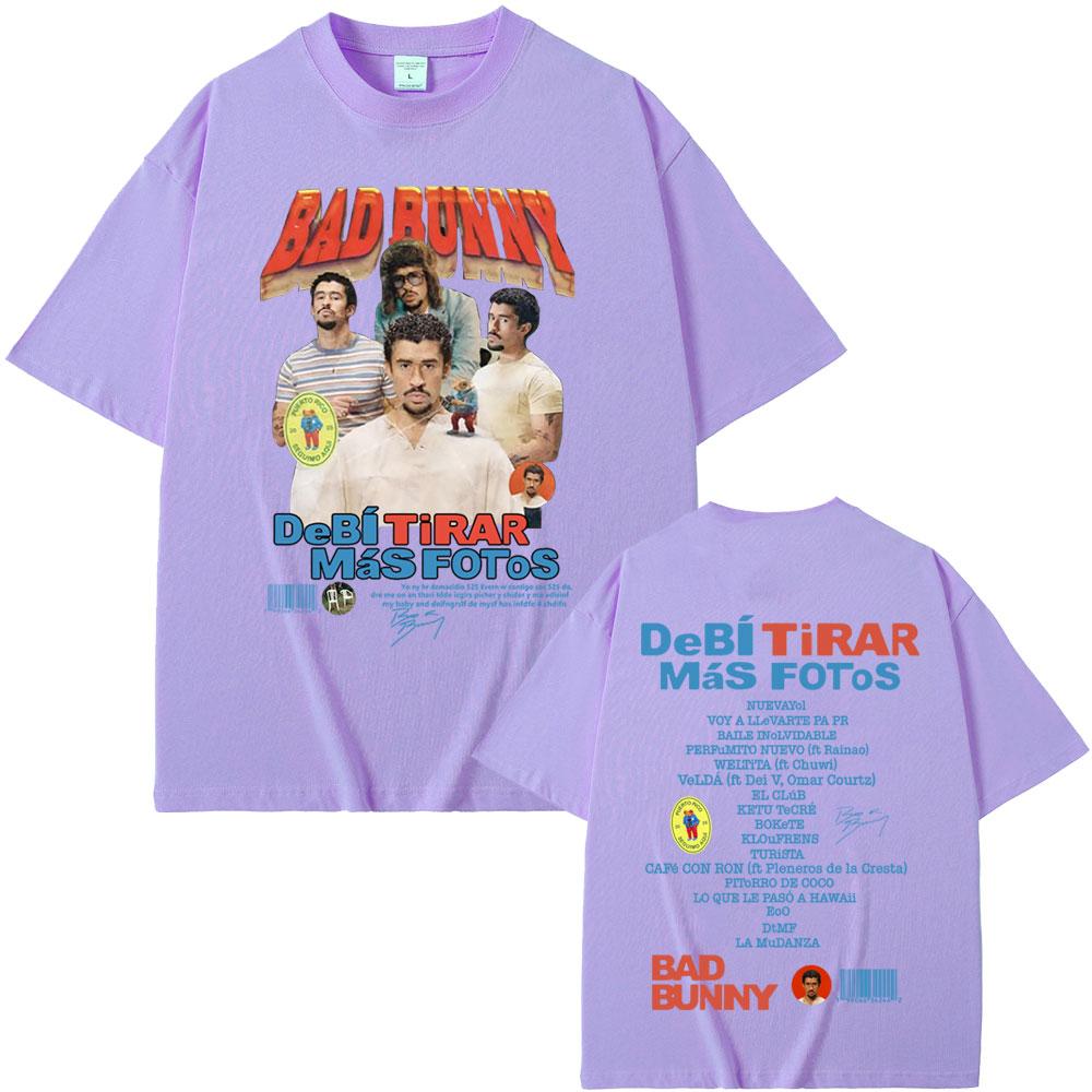 Rapper Bad Bunny Graphic T-shirt DeBi TiRAR MaS FOToS DTMF Print T Shirts Men Women Hip Hop Vintage Oversized T-shirt Streetwear