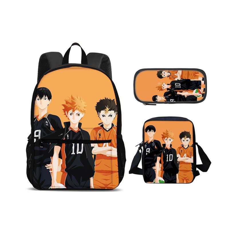 Haikyuu backpack pencil case shoulder bag 3Pcs Set printed new large capacity student boy and girl best birthday gift for school