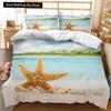 Beach Duvet Cover Set Summer Ocean Bedding Set Hawaiian Marine Sea Waves 3D Print Starfish Polyester Comforter Cover Queen King
