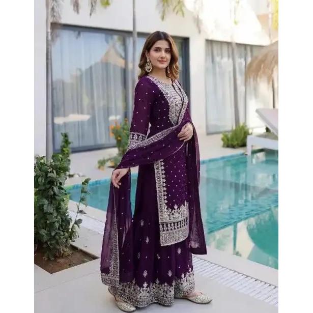 Salwar Kameez Indien Bollywood Tenue de Soirée Haut Sharara Costume Pakistanais Robe de l'Aïd