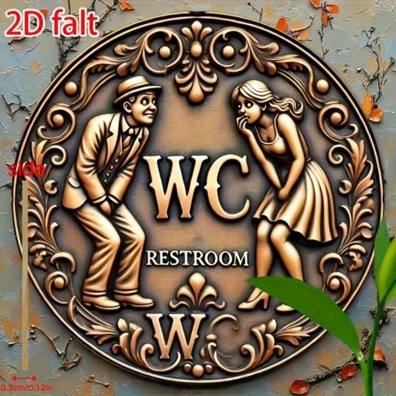 Rustic Vintage Round Toilet Metal Wall Sculpture Halloween Christmas Gift Home Decor