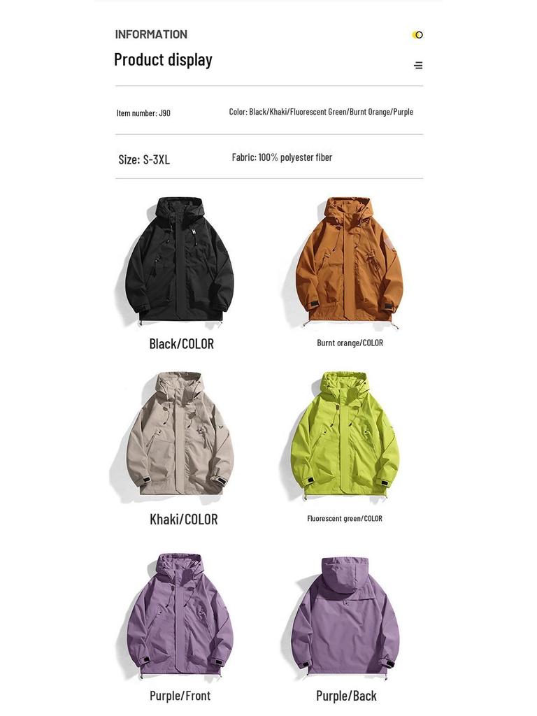 Unisex Windbreaker: Trendy Waterproof Hooded Jacket for Autumn and Spring
