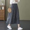 Spring and Autumn Women's Medium-length Casual Cotton Skirt, Loose Fit, Elastic Belt and Pockets