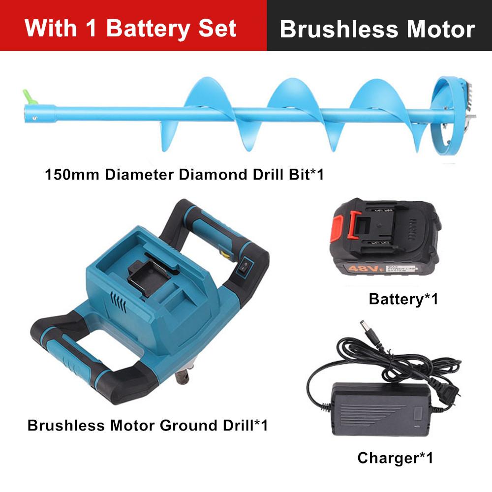 Electric Alloy Ground Drill Winter Drilling Ice Farm Planting Boreholes Power Tool High Power Brushless Cordless Ground Drill