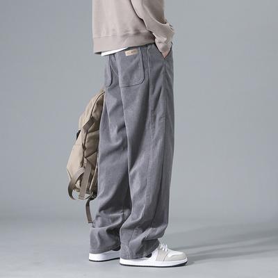 Corduroy Pants Men's Spring and Autumn and Winter Sports Casual Pants American Loose Large Size Straight Wide-leg Pants