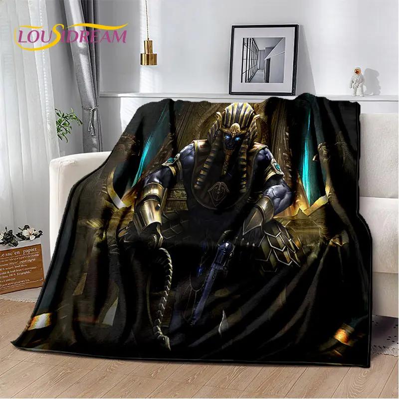 D Egyptian Mythology Pharaoh Hieroglyphics Soft Plush Throw Blanket Flannel Blanket for Living Room Bedroom Sofa Picnic
