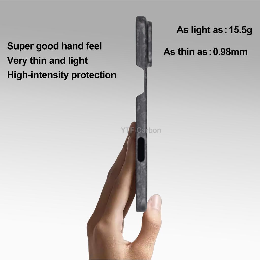 YTF-Carbon Suitable for iPhone 17 Promax Forged Carbon Fiber Phone Case, Apple 17 Pro Ultra-Thin Half Pack Protective Case