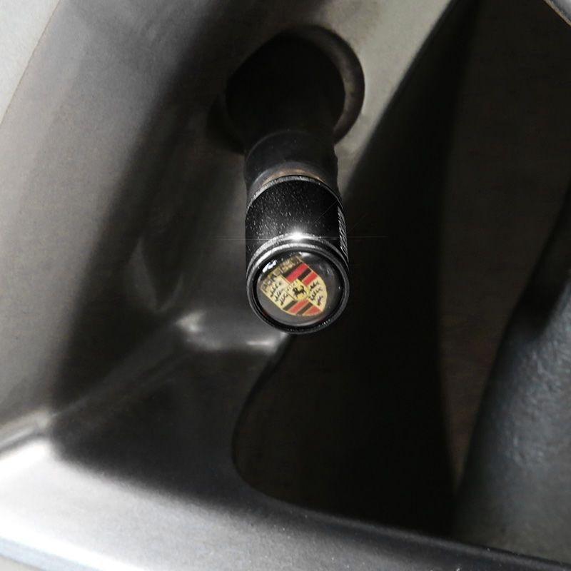 4 Stück Aluminiumlegierung Auto Rad Reifenventilkappe Reifenventil Schaftabdeckung für Porsche Panamera Macan 911 718 Taycan Boxster Cayman 918 Pajun