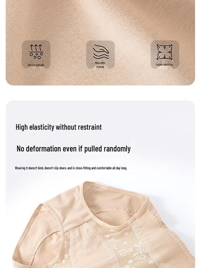 Mid-Waist Tummy-Control Shapewear: Hip-Lifting, Body-Sculpting, Pure Cotton Pants for Women