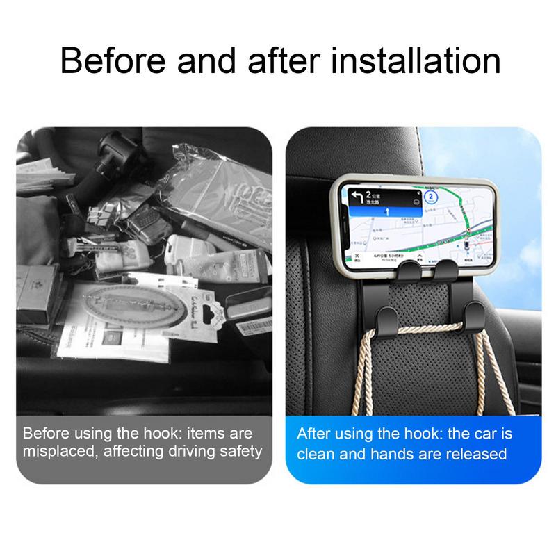 Auto Haken Halterung mit Handyhalter 2 in 1 Auto Kopfstützenhaken Kopfstützen Handtaschenhalter Innenausstattung Ersatzteile Für SUV LKW