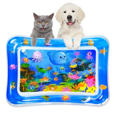 Cat Glow Pad Inflatable Water Mat Play Mat with Built-in Flash Beads Ambient Light Visual Hunting Game Night Pet Toy