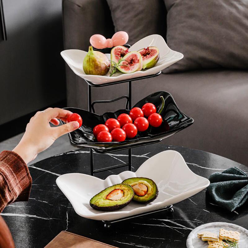KANGMO Bowknot 3-Tier Ceramic Fruit Plate