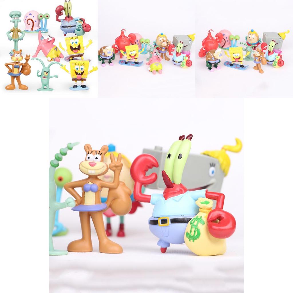 Bunte Spongebob Schwammkopf Patrick Sandy Gary 12 Stück Actionfigur Kuchenaufsatz Spielzeug für Feiern