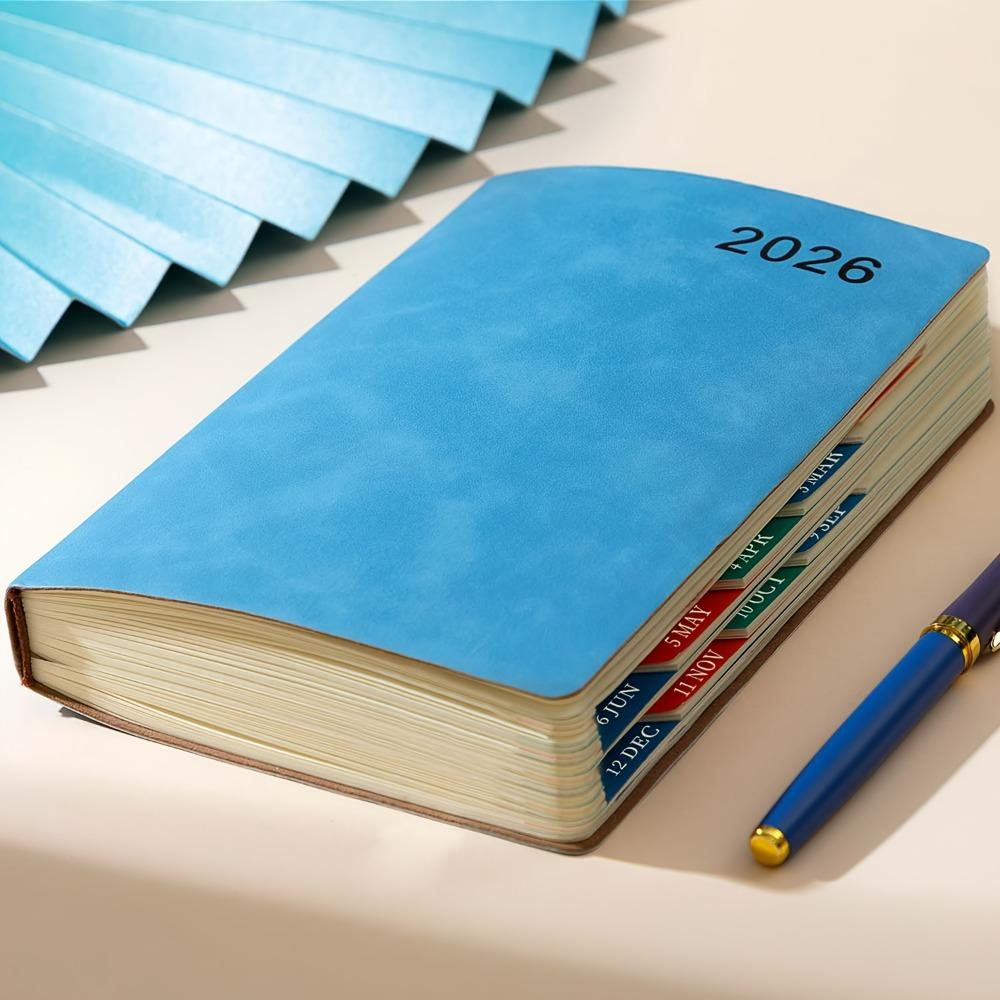 

2026 Planner Book, Self-Discipline Calendar Planner, Weekly&Monthly Planner Layouts, 360-Page Daily Organizer, Portable Notebook синий