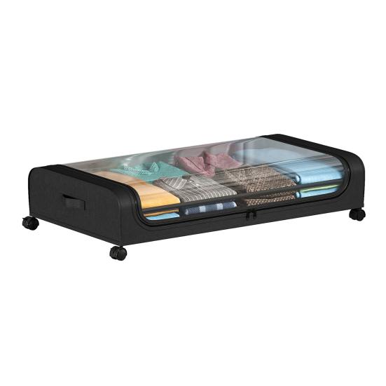Under-Bed Storage Box with Wheels Large Capacity Dustproof Multi-Purpose Storage Container Clothes Toys Organizer with Clear Window