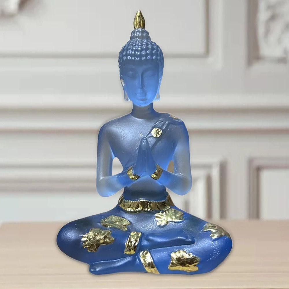 Transparent Sitting Buddha Statue Imitation Mini Buddhism Ornament  Home Decor