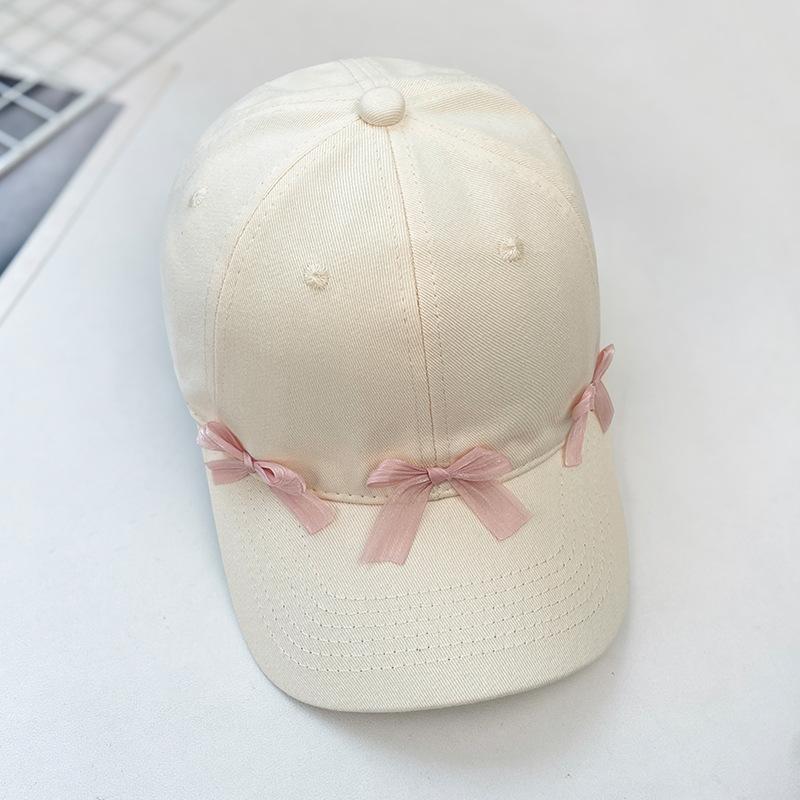 Bow Baseball Cap Female Sweet Versatile Wide Brim Sunscreen Peaked Cap Show Face Student Sun Hat