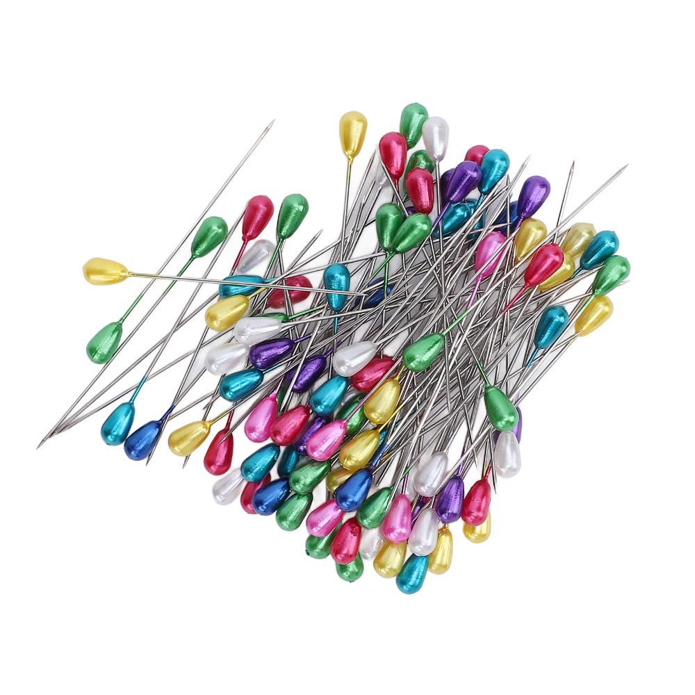 400pcs Teardrop Colored Pearl Head Corsage Pins Straight Sewing Pins For Flower Decorations