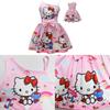 Ärmelloses Kleid mit Hello Kitty Cartoon-Print und Rüschendetails für das Frühlings-Verkleiden