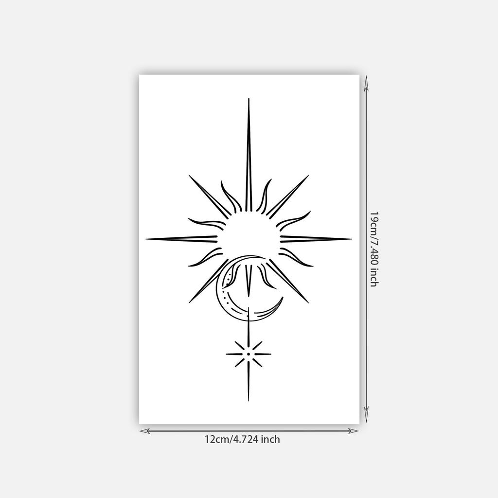 Premium Persönlichkeit Einfach Spice Girl Sonne Mond Stern Linie Totem Rücken Tattoo Aufkleber