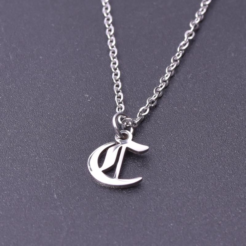 2pcs Stainless Steel Initial Necklace For Men Women Chain Old English Pendant 26 Letters Statement Necklaces Jewelry Couple Gift