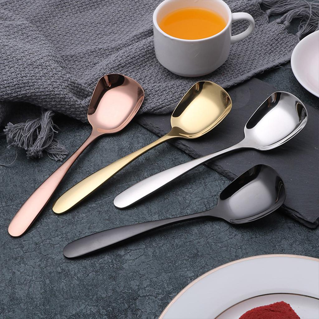 Set of 2 Modern Square Head Stainless Steel Spoons Perfect for Everyday Meals and Special Occasions Easy To Clean