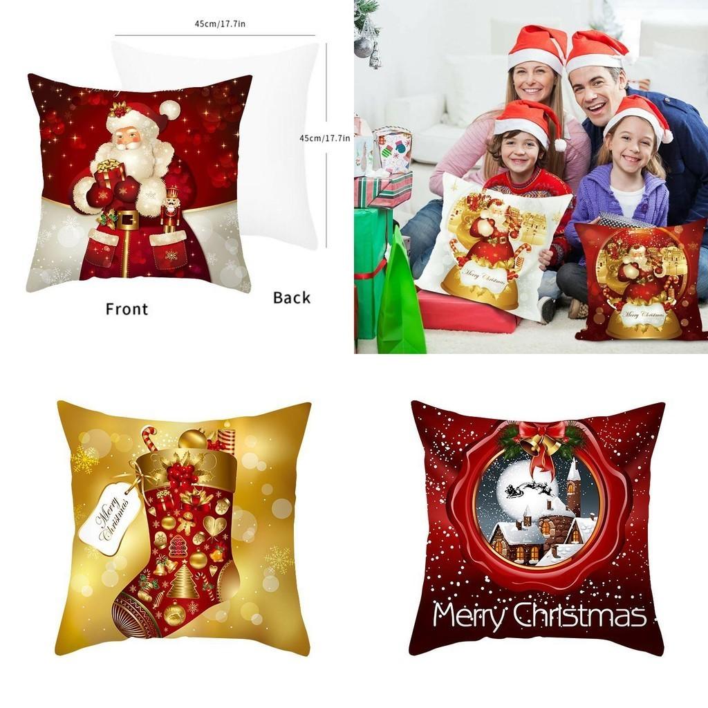 Festive Christmas Cushion Cover Featuring Adorable Santa Snowman Designs For Holiday Cheer