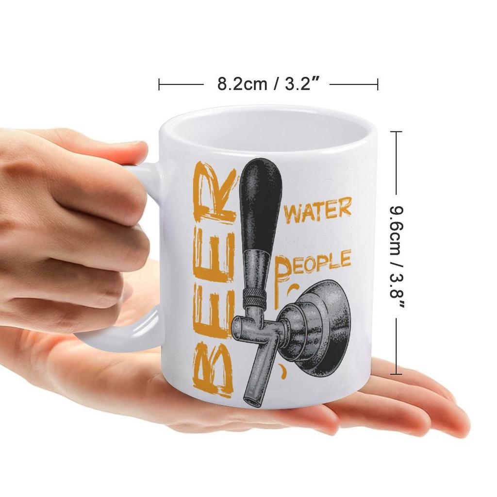 1pc 11oz Double-Sided Printed Mug for Beer Fans, Clean White Ceramic Drinkware