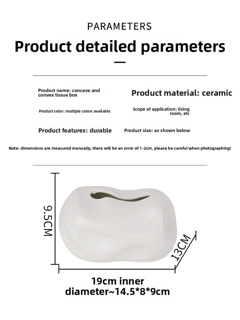 Concavo-convex Ceramic Tissue Box Desktop Decoration Creative Tissue Storage Box Modern Napkin Tissue Holder Home Decoration