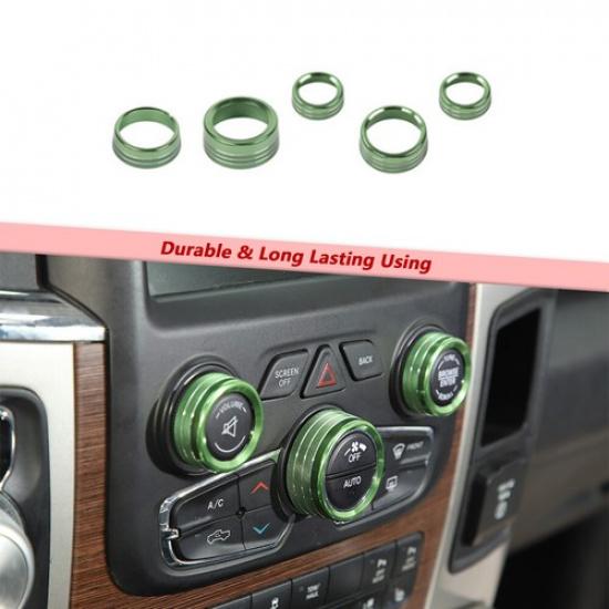 5pcs Headlight/Center Console Switch Knob Trim Ring for Dodge RAM 1500 2013-17