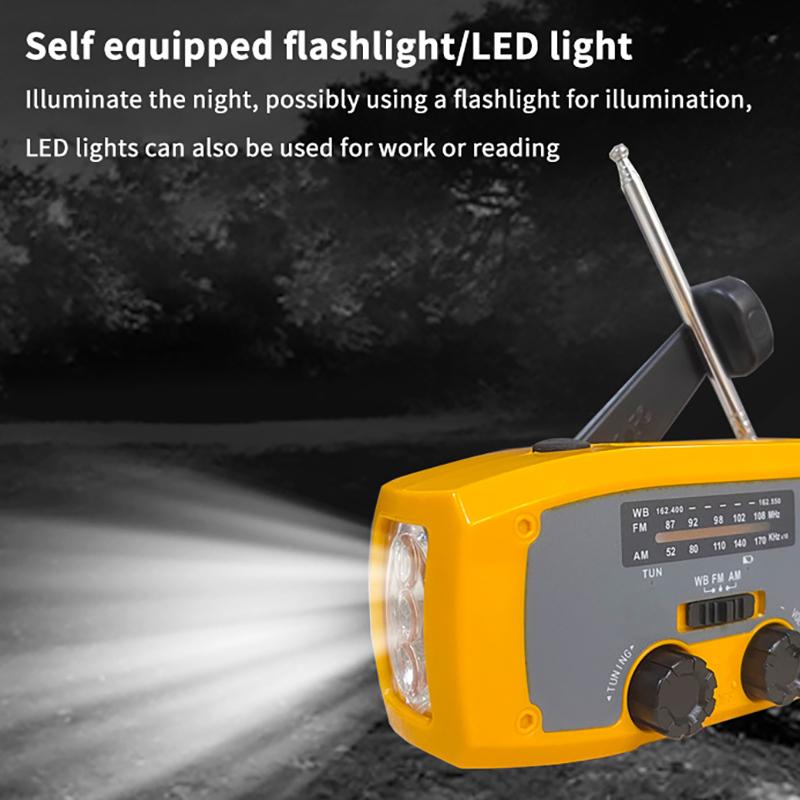 2000 Mah Emergency Radio With Led Lights Radio Usb Solar Charging Light Outdoor Travel Portable Rechargeable Fm/Am Radio