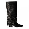Womens/Ladies Leather Block Heel Cowboy Boots