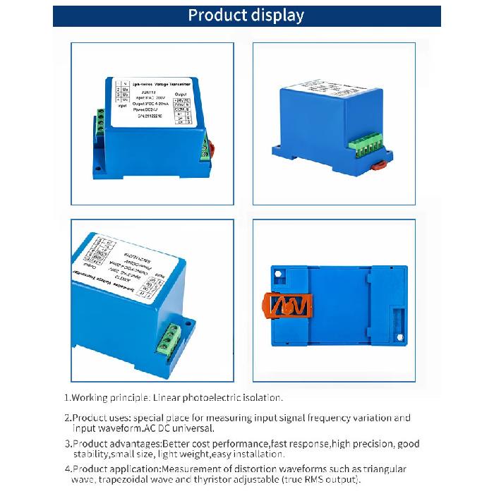 Three Phase AC Voltage Transmitter ZA-3U Voltage Signal Detection Isolation Converter Sensor Multiple Input Multiple Output