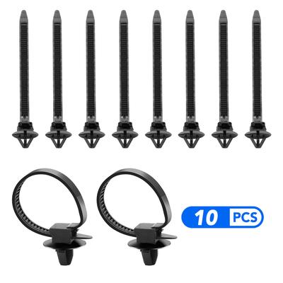 10PCS Auto Kabel Befestigungs Krawatten Nylon Schwarz Auto Auto Kabel Strap Push Mount Kabelbinder Retainer Clip Klemme