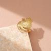 Golden Plated Abstract Feather Open Adjustable Ring for Women Modern Statement Jewelry Gift
