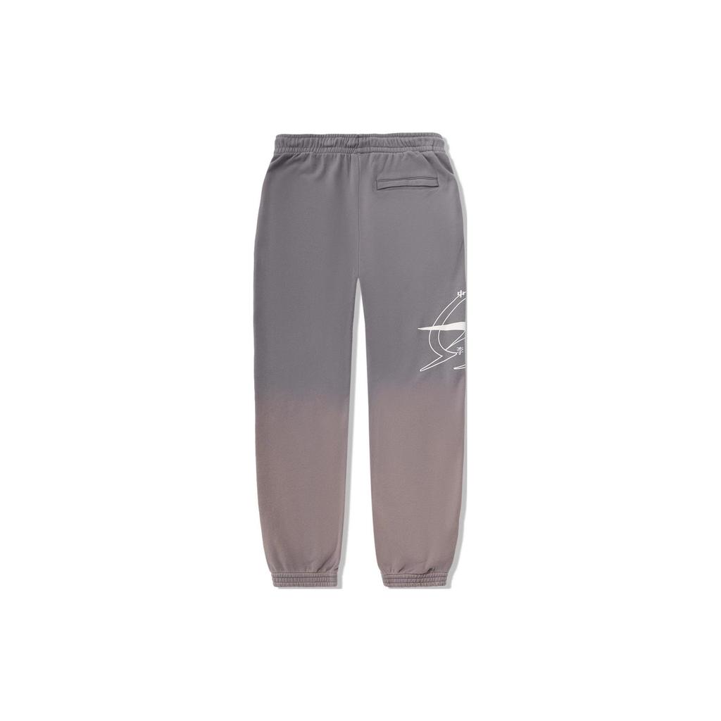 Li Ning Reignite Series Letter Print Cuffed Loose Knit Sports Pants Unisex Pants Smoke-Gray AKLU241-3